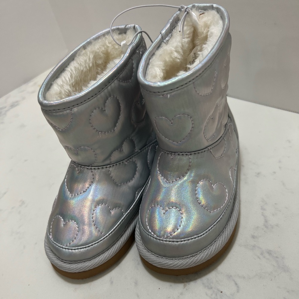 Old Navy Silver Iridescent Heart Boots